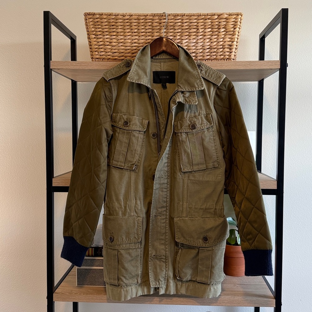 J. Crew Quilted Sleeve Boyfriend Fatigue Field Utility Jacket, XS - Picture 2 of 9